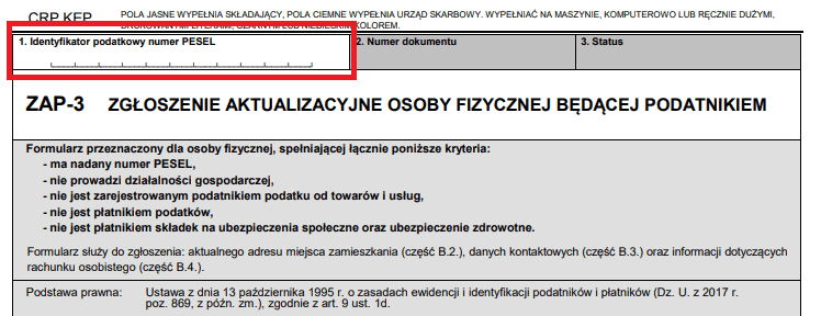 Krok 1 - Identyfikator podatkowy