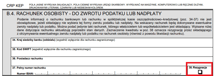 Krok 6 - Część B.4. Rachunek osobisty – rezygnacja