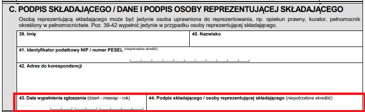 Krok 7 - Część C. Podpis składającego