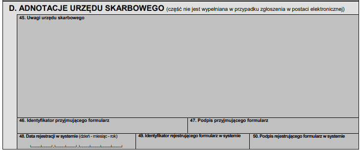 Krok 8 - Część D. Adnotacje urzędu skarbowego